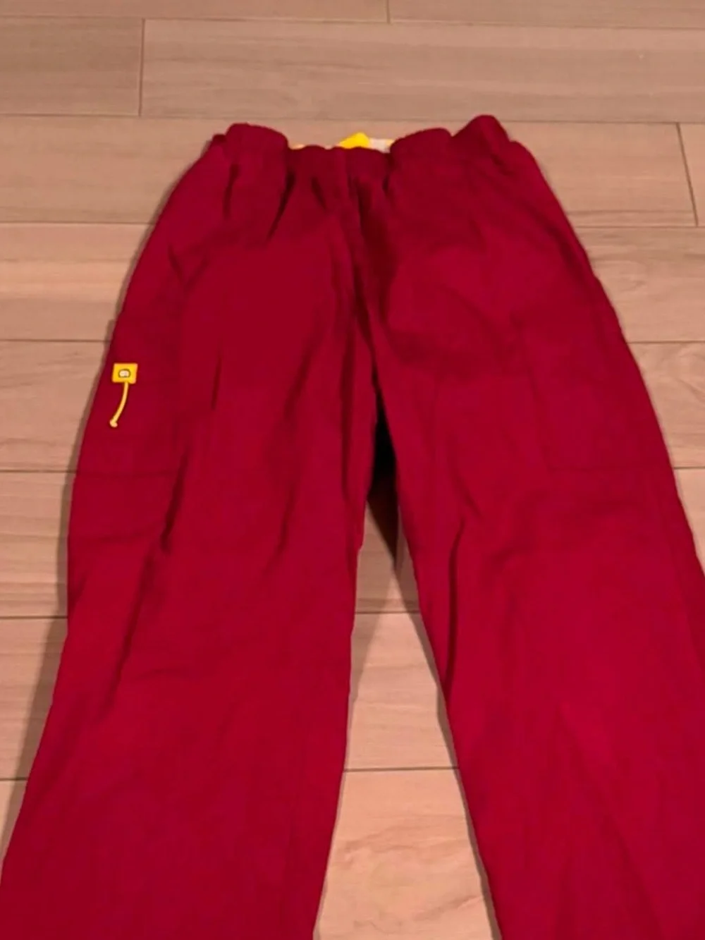 Scrub pants Red Casual Drawstring Pants with Yellow Accent MEDIUM